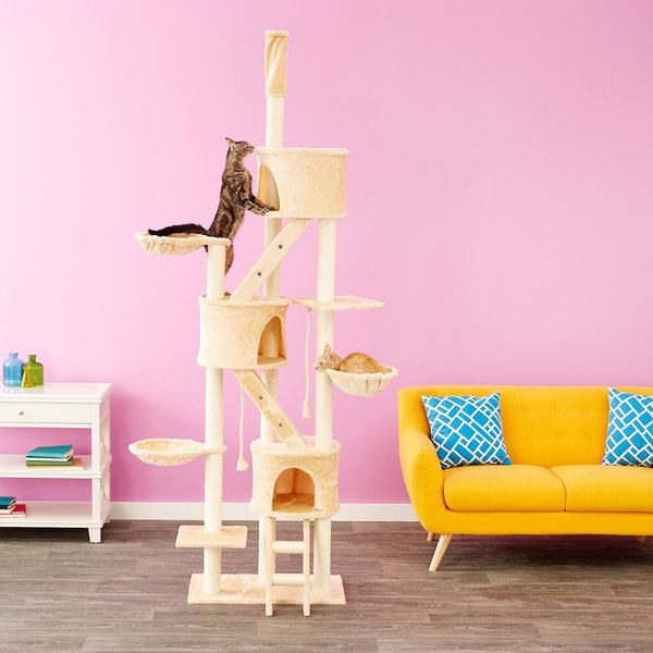 Go Pet Club 106-in Floor-to-Ceiling Faux Fur Cat Tree and Condo