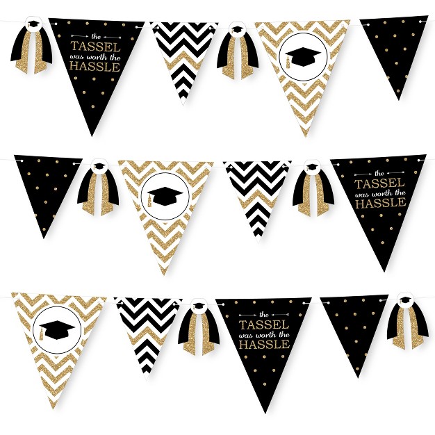 Big Dot Of Happiness 30 Piece Gold Graduation Party Pennant Triangle Banner