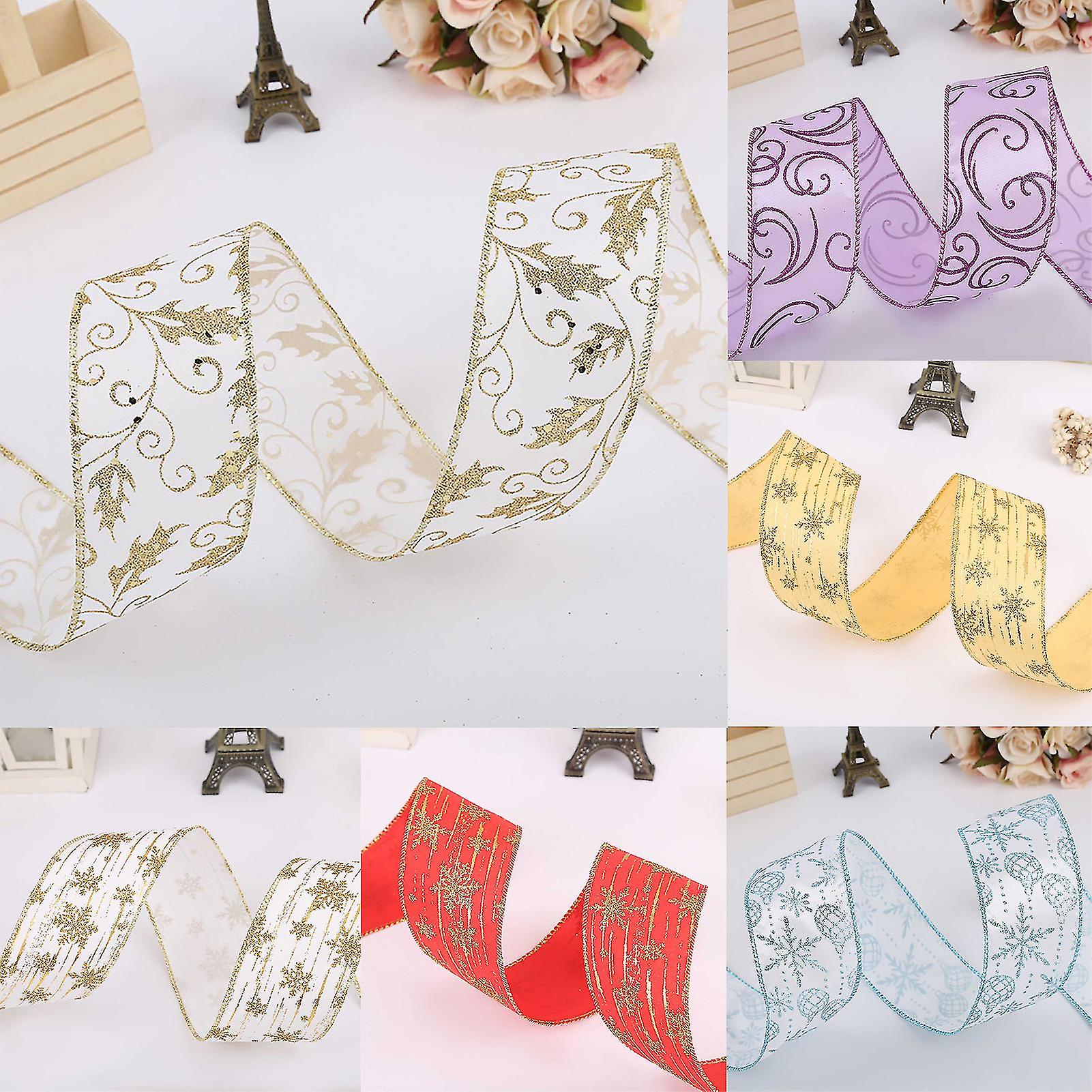 1 Roll Lightweight Ribbon Comfortable Polyester Decorative Christmas Diy Glitter Ribbon For Home