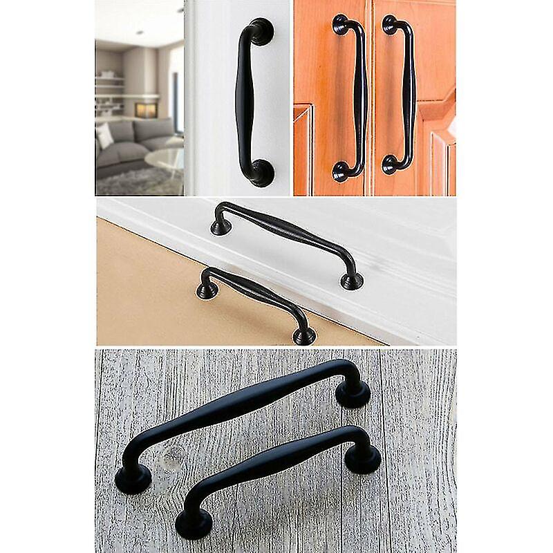 10pcs Door Handle 128mm Center Distance Black Stick Kitchen Cabinet Drawer Bedroom Pull