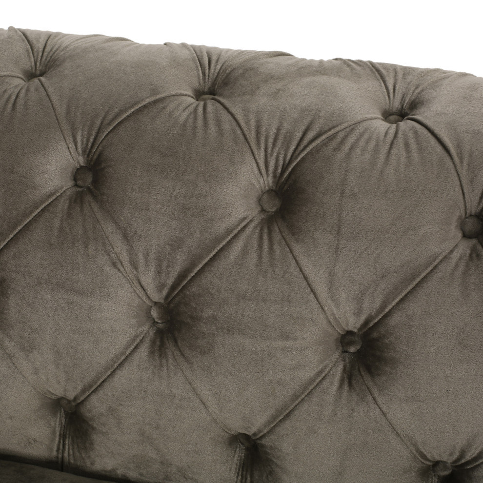 Giovanna Modern Glam Tufted Velvet 3 Seater Sofa   Contemporary   Sofas   by GDFStudio  Houzz