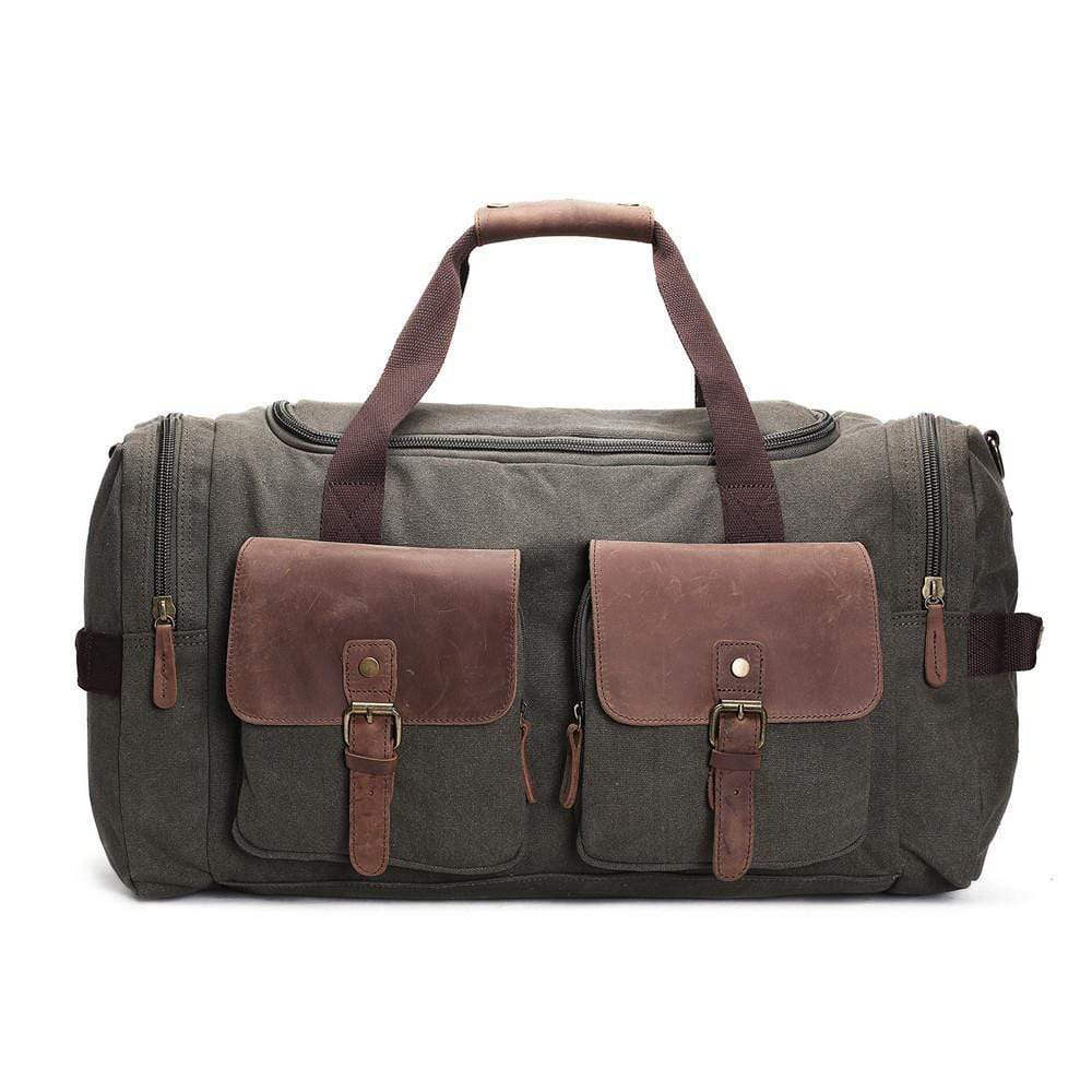 Oversized Canvas & Leather Weekend Duffel Bag