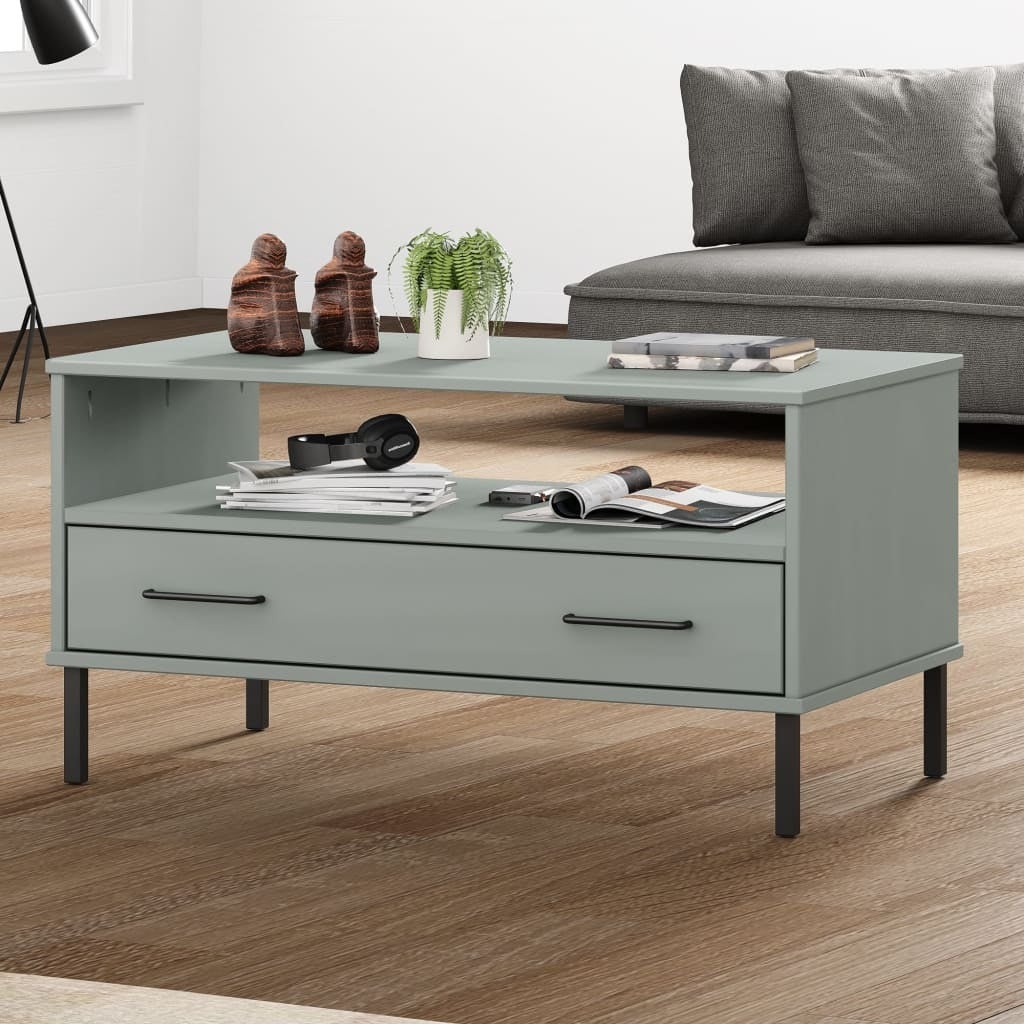 Coffee Table with Metal Legs Gray 33.5