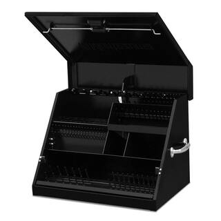 Montezuma 27 in. W x 18 in. D Portable Triangle Top Tool Chest for Sockets Wrenches and Screwdrivers in Black Powder Coat SE250B