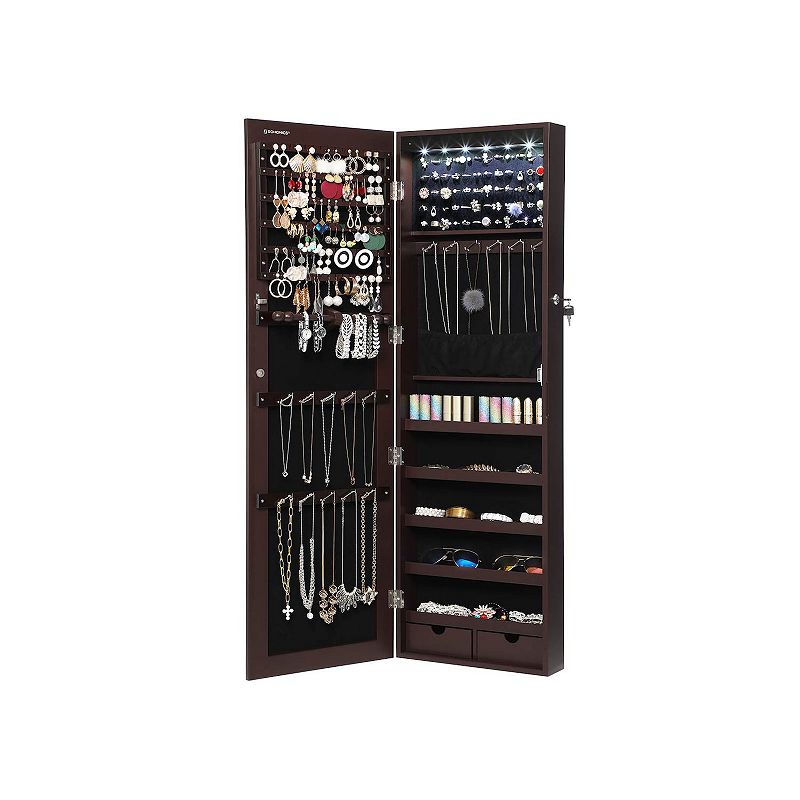 Wall-mounted Jewelry Armoire Cabinet with 6 LEDs