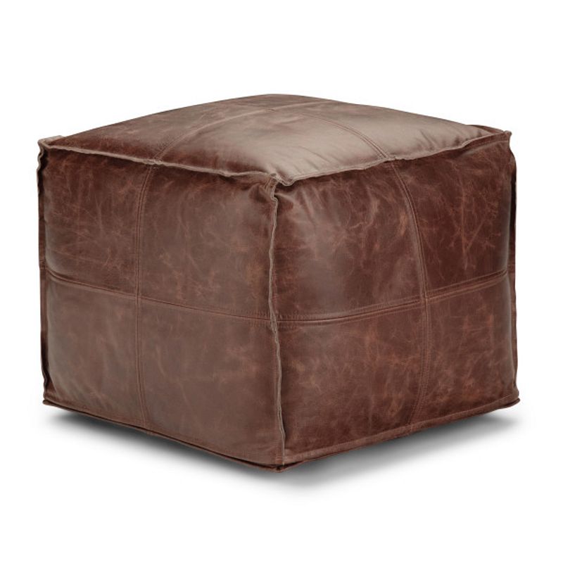 Simpli Home Sheffield Square Pouf Ottoman