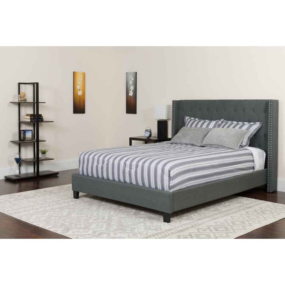 Tufted Upholstered Platform Bed with Pocket Spring Mattress