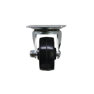 Everbilt 2 in. Black Soft Rubber and Steel Swivel Plate Caster with 90 lb. Load Rating 49477