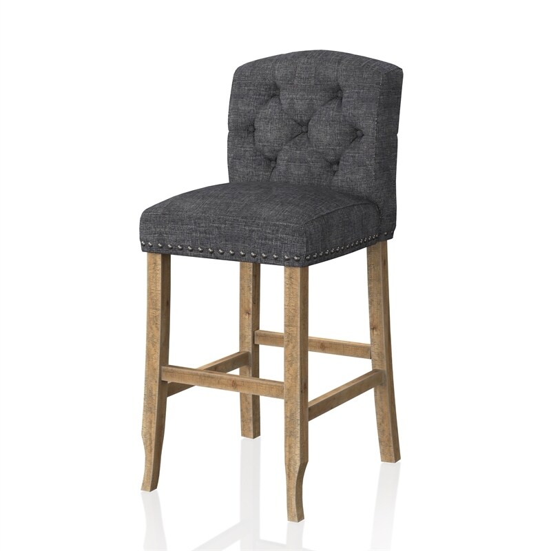 Hail Rustic Fabric Tufted Bar Height Chairs (Set of 2) by Furniture of America