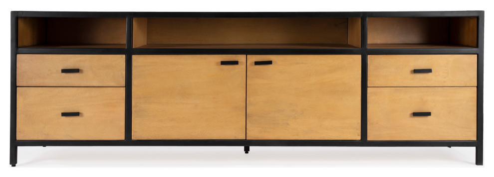 Butler Specialty Company  Hans Wood and Iron 78 quotTV Stand with Storage  Natural   Industrial   Entertainment Centers And Tv Stands   by Butler Specialty Company  Houzz