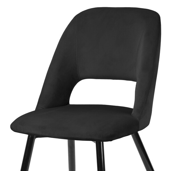 Set of 2 Ania Black Velvet Dining Chair with Golden Accented Legs