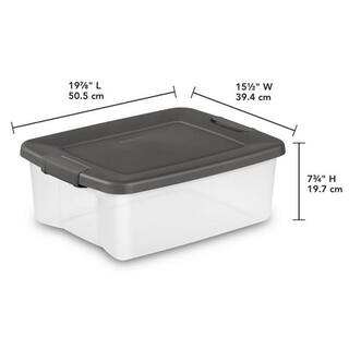 Sterilite 25-Quart Shelf Tote GPlastic Stackable Storage Tote wLid Clear (6 Pack) 6 x 19363V06