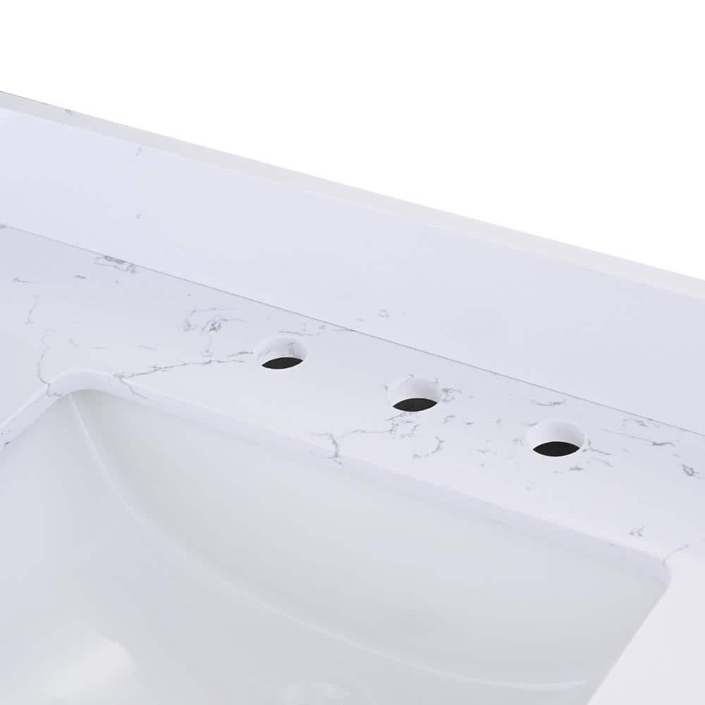 PROOX 36 in W x 22 in D Engineered Stone Composite Vanity Top in White with White Rectangular Single Sink