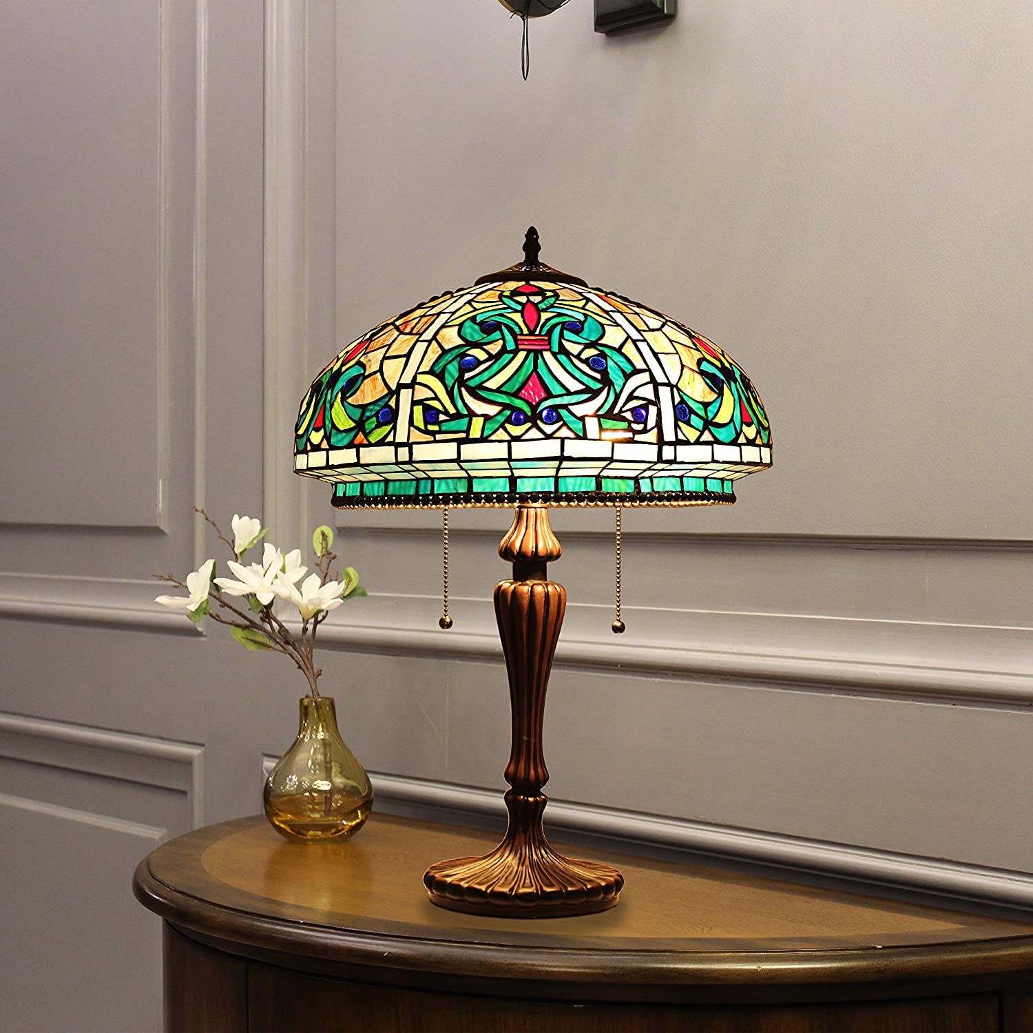 RADIANCE Goods -Style Victorian Stained Glass Table Lamp 17" Width