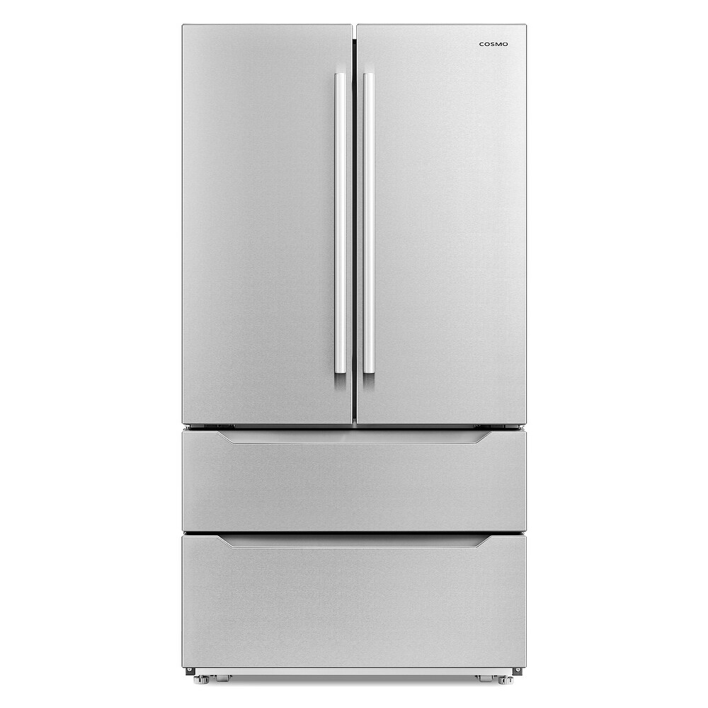 Cosmo 22.5 cu. ft. 4 Door French Door Refrigerator with Pull Handles in Stainless Steel  Counter Depth