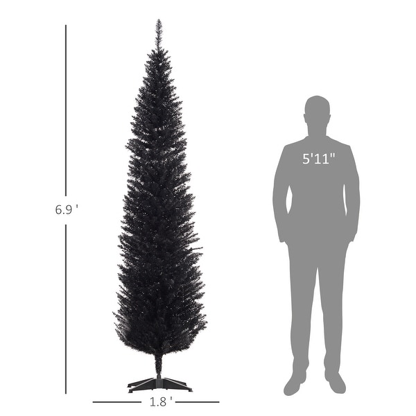 HOMCOM 7ft Tall PreLit Slim Noble Fir Artificial Christmas Tree with Realistic Branches，200 Warm White LED Lights，Green