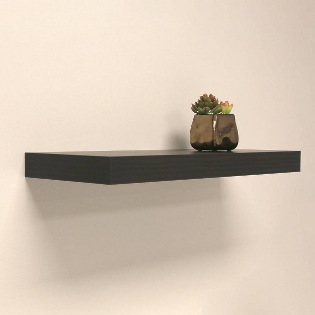 Floating Shelf Wall Mounted Hidden Brackets Espresso Inplace