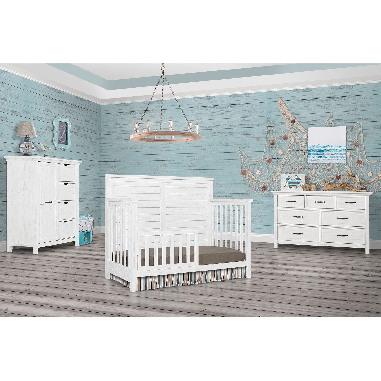 Evolur Belmar Flat 5-in-1 Convertible Crib - Rustic Grey