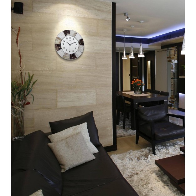 Marble Look Wall Clock Silver Infinity Instruments