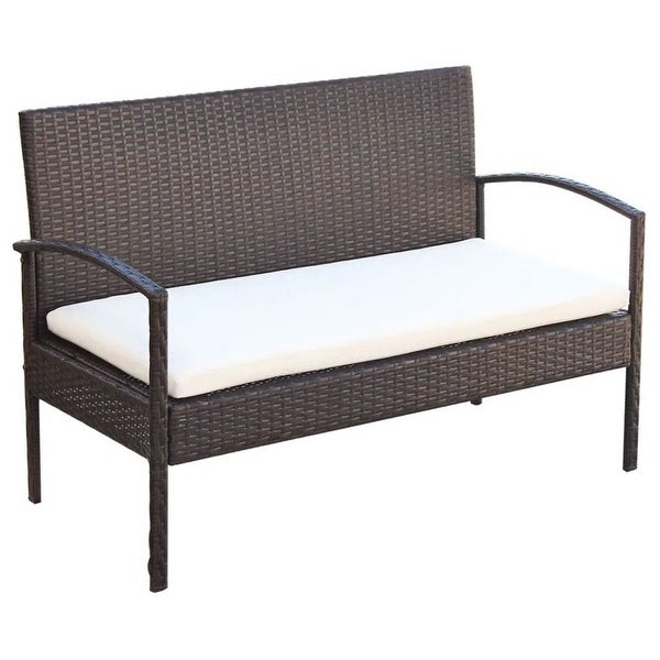 4 Piece Garden Lounge Set with Cushions Poly Rattan Brown - Overstock - 35107719