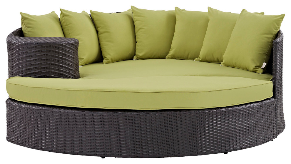 Espresso Peridot Convene Outdoor Patio Daybed   Tropical   Outdoor Chaise Lounges   by PARMA HOME  Houzz