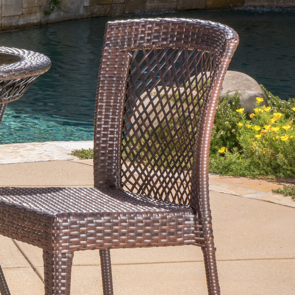 GDF Studio 5 Piece Dana Outdoor Multibrown Wicker Dining Set   Tropical   Outdoor Dining Sets   by GDFStudio  Houzz