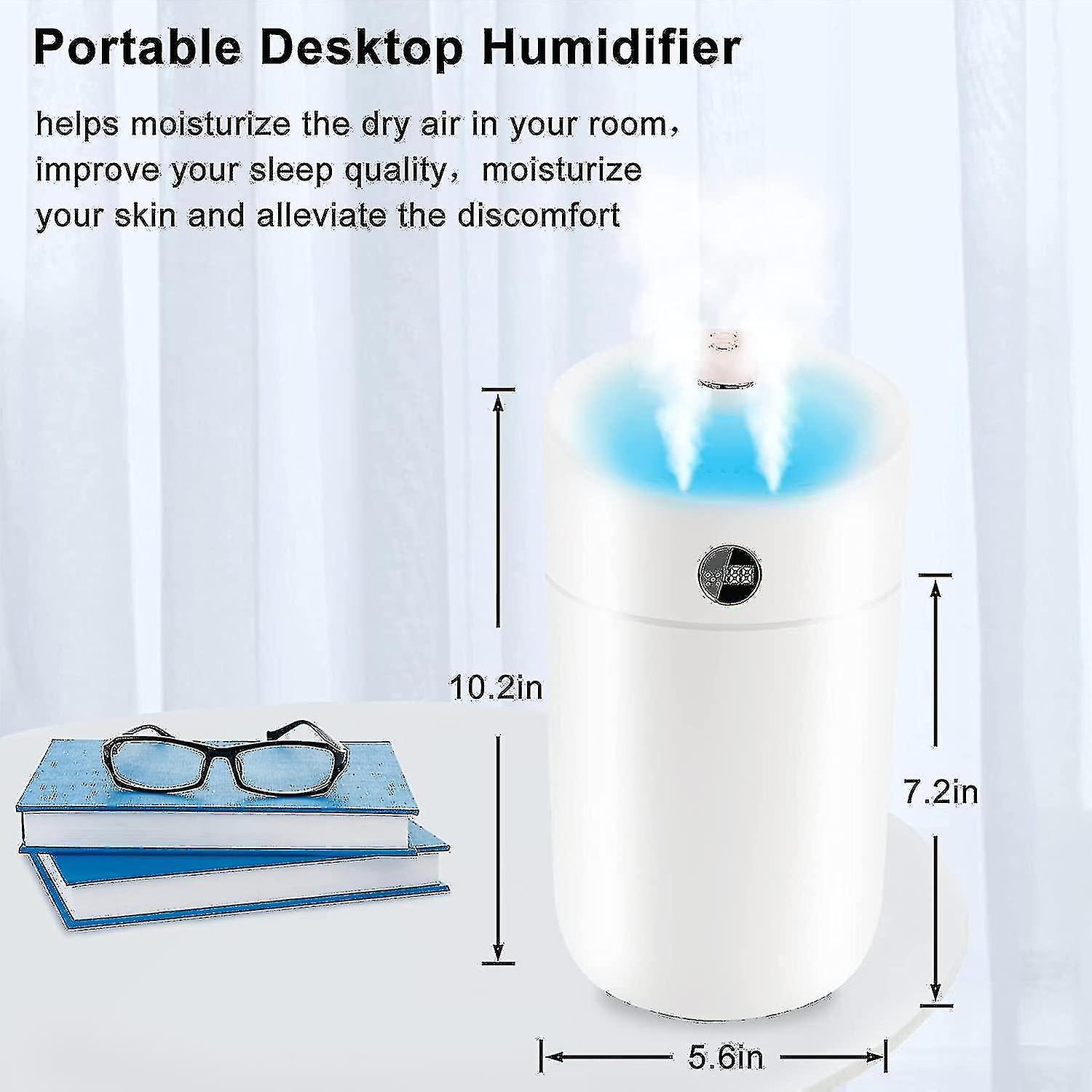 Cool Mist Humidifiers For Bedroom， Double Spray Humidifiers With 7-color Lights， 3l Humidifier For H