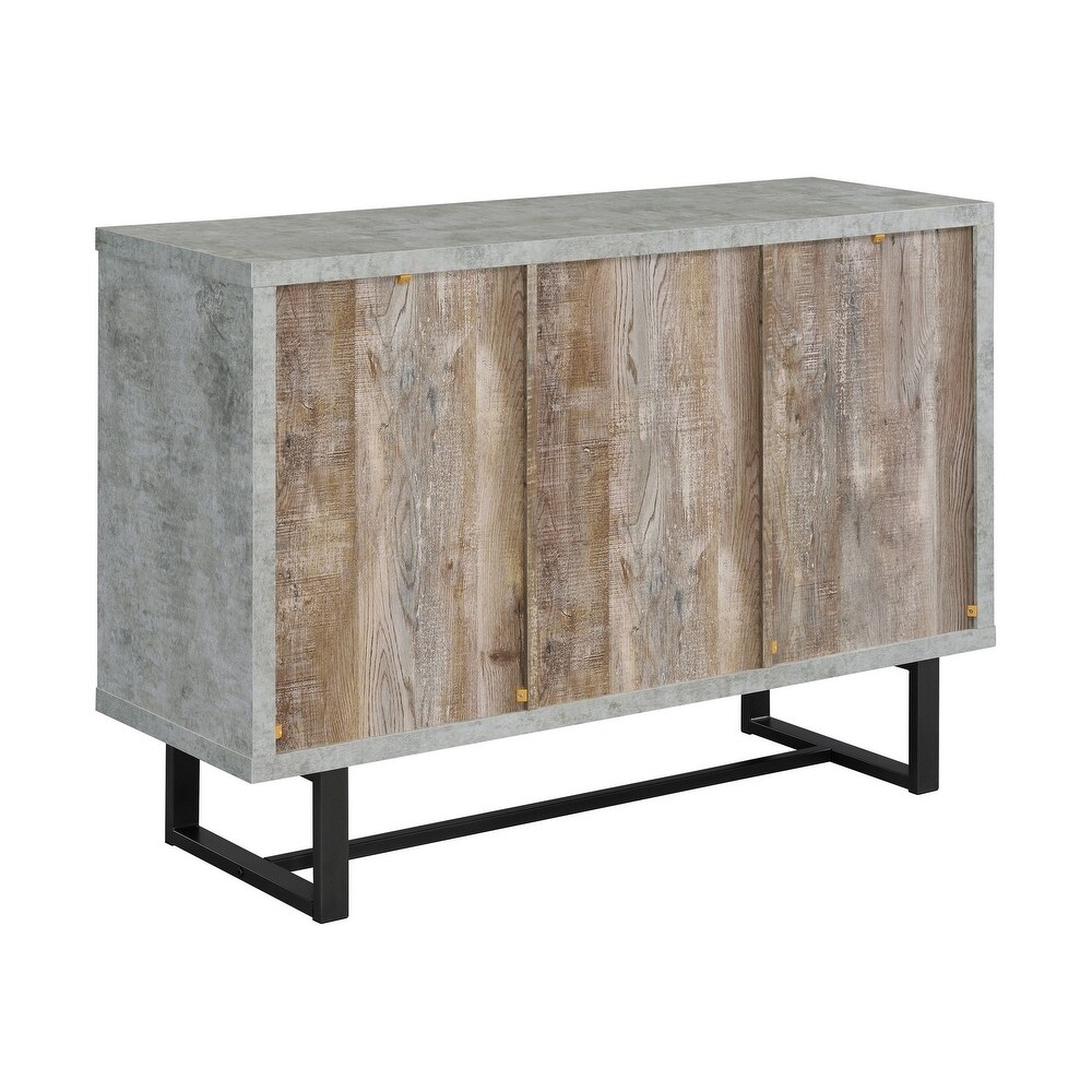 47 Inch 3 Drawer Sideboard Console Cabinet  Sled Legs  Gray Faux Concrete