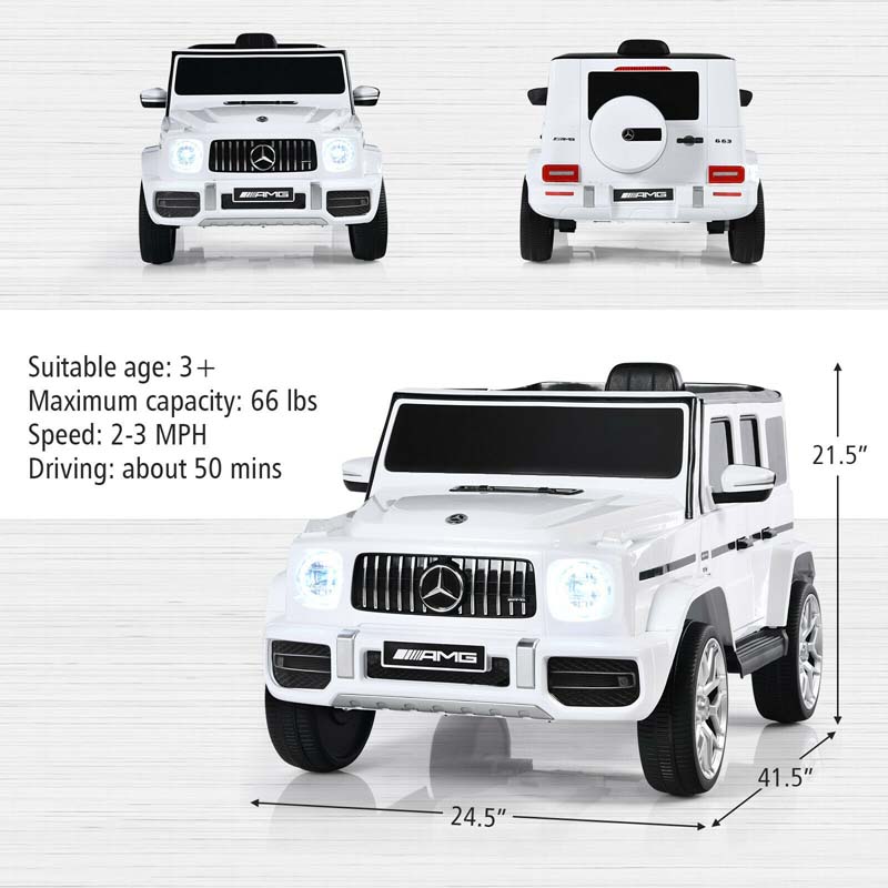 Licensed Mercedes-Benz G63 Kids Ride On Car, 12V Battery Powered Electric Toy Car with Spring Suspension