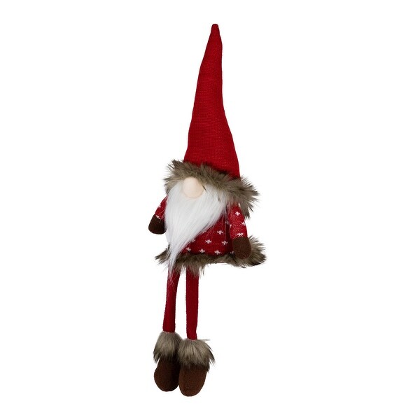 Sitting Plush Gnome with Dangling Legs Christmas Figure