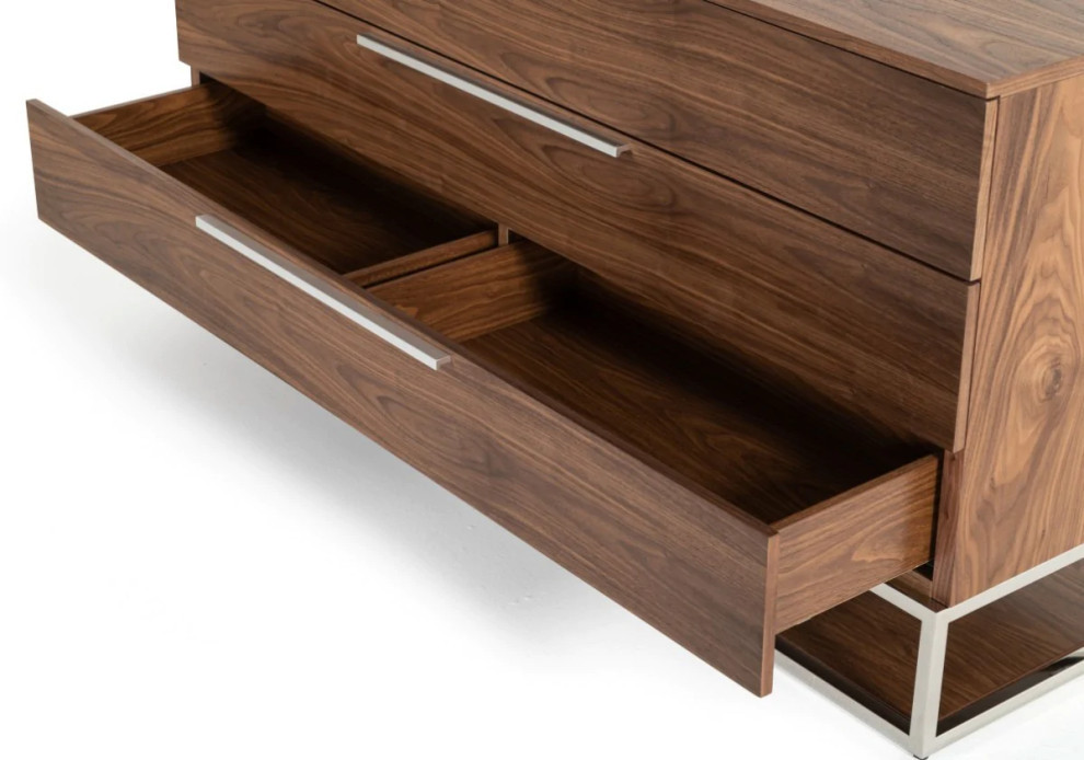 Glyn Contemporary Walnut  ampStainless Steel Dresser   Contemporary   Accent Chests And Cabinets   by V.S.D Furniture  Houzz