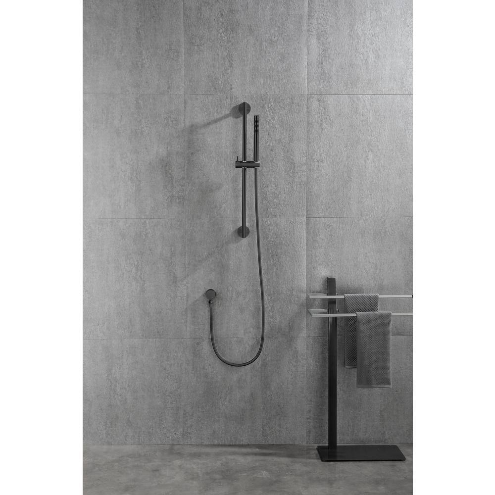 Flynama 28 in. Slide Bar and 59 in. Hose 1-Handle 1-Spray Wall Mounted Shower Faucet with Matt Black J-X-W127281864