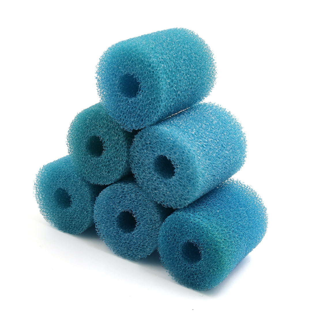 6pcs Blue 2.6 Inch Dia Cylinder Pre-Filter Sponge Filter Media for Aquarium