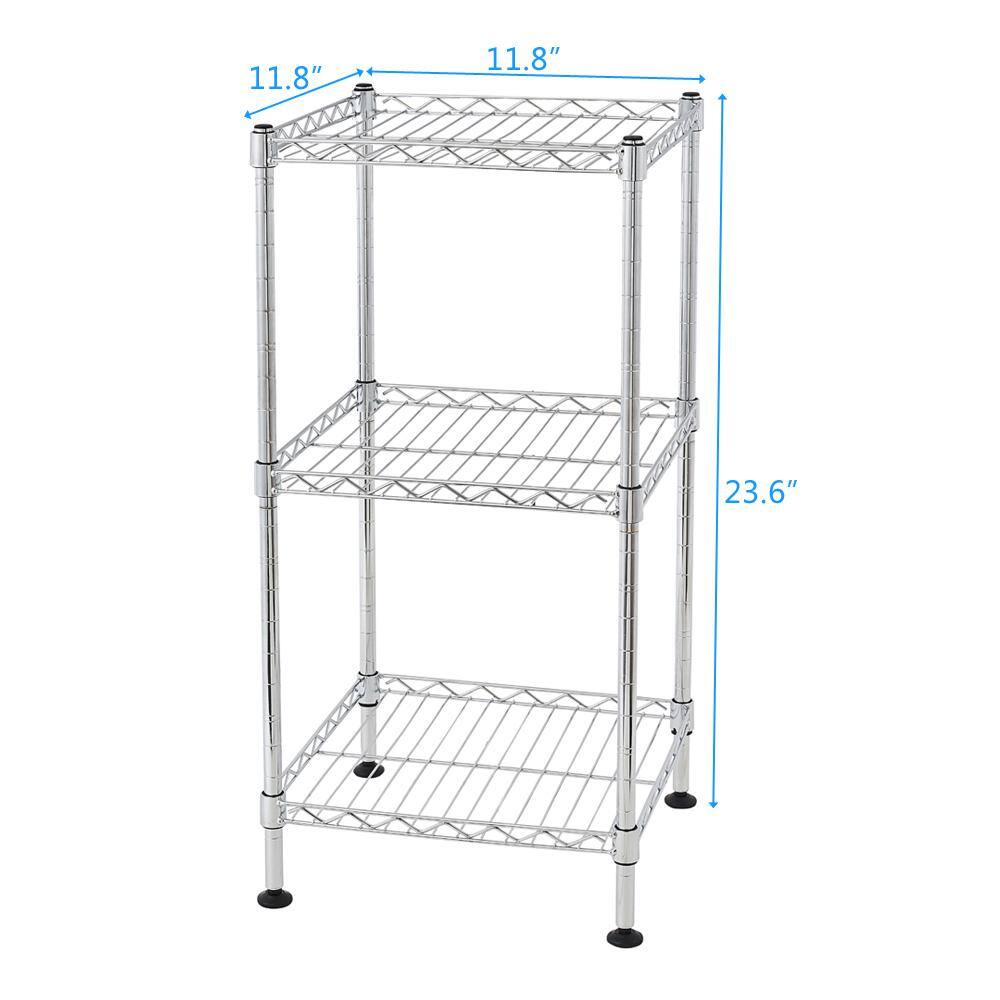 Karl home Silver 3-Tier Heavy Duty Steel Freestanding Garage Storage Shelving Unit (11.81 in. W x 24 in. H x 11.81 in. D) 302992573396