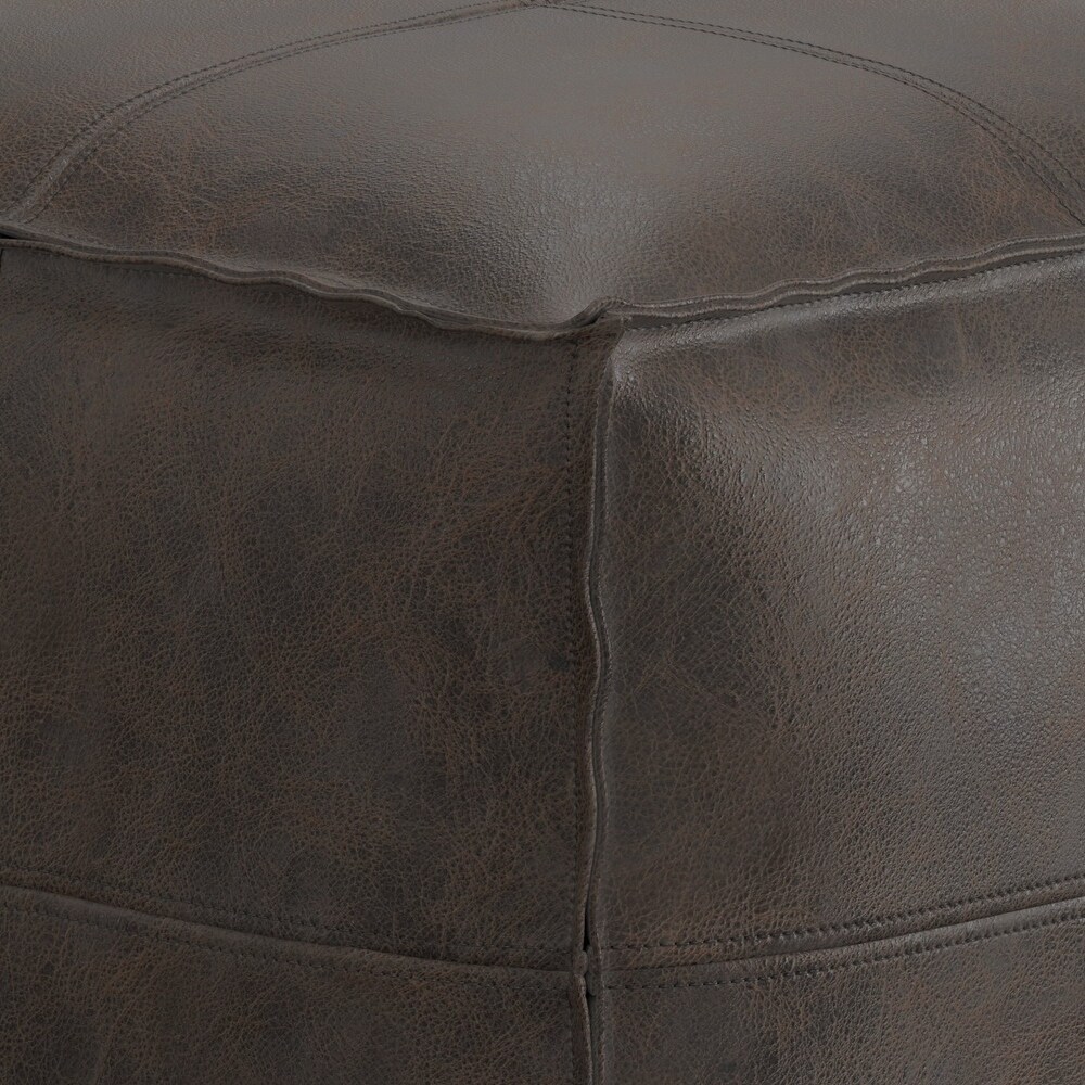 WYNDENHALL Erving Boho Square Pouf in Leather