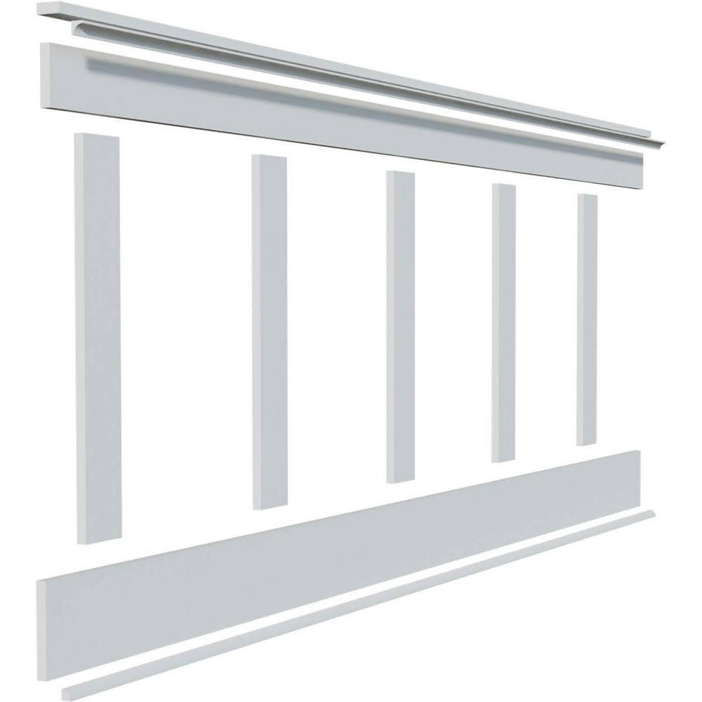 Ekena Millwork 58 in. X 96 in. X 32 in. Expanded Cellular PVC Deluxe Shaker Wainscoting Moulding Kit (for heights up to 32H) WPKP32X03DS