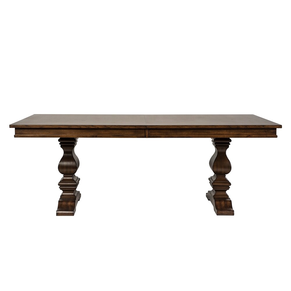 Armand Antique Brownstone 7 Piece Trestle Table Set