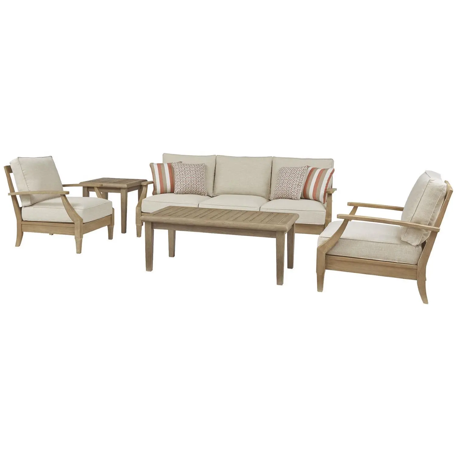 Signature Design by Ashley Clare View 5 pc Brown Wood Patio Set Beige