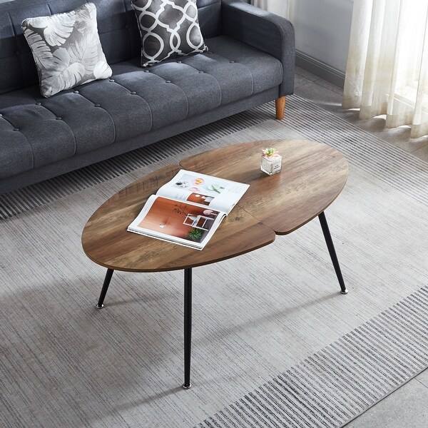 Brown Wood Oval Coffee Table