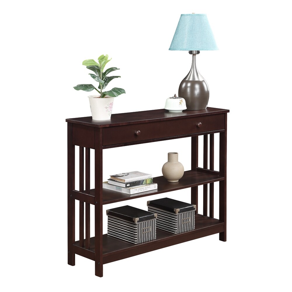 Convenience Concepts Mission 1 Drawer Console Table with Shelves