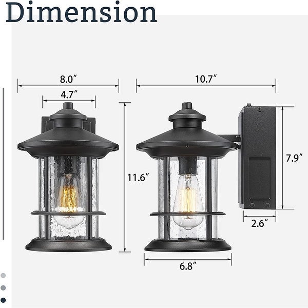 Porch Light with Built-in GFCI Outlet， Dusk to Dawn Outdoor Lighting Photocell Sensor， Aluminum with Seeded Glass， Black Finish Shopping - The Best Deals on Outdoor Wall Lanterns | 40909015