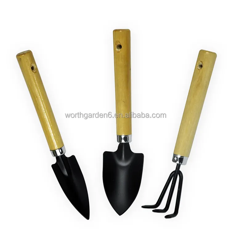 3 Piece Garden Cheap Tools Wooden Handle Mini Succulent Garden Hand Tool Kit Sets