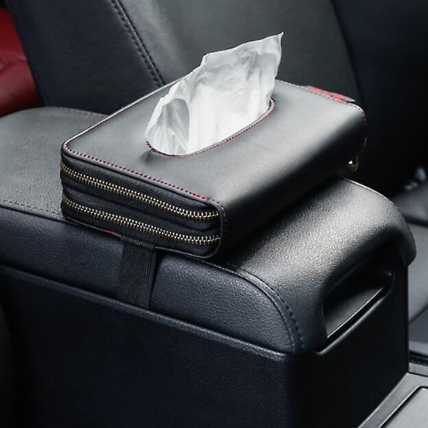 Single Layer Car Tissue Holder Sun Visor Tissue Holder Car Sun Visor Napkin Holder Car/truck Leather Rear Seat Tissue Box Black