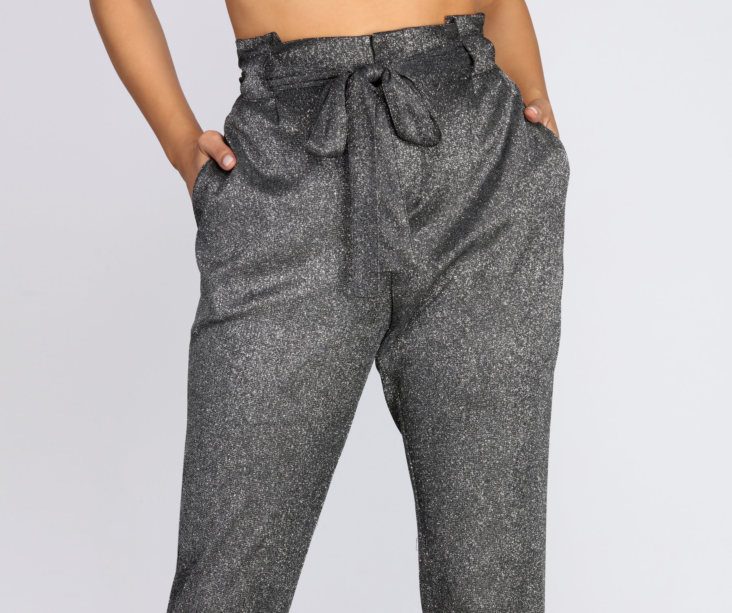 Paper Bag Waist Glitter Joggers