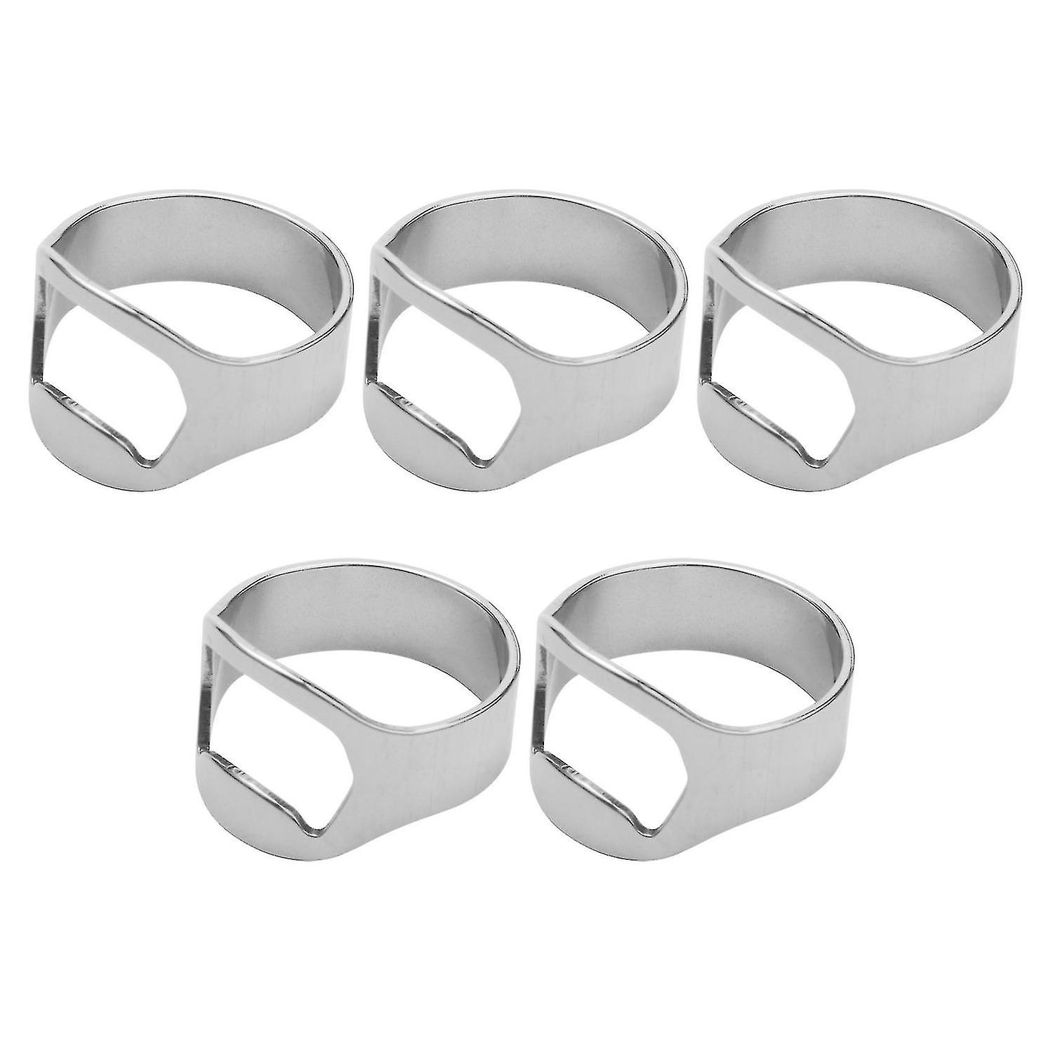 5x Silver Stainless Steel Metal Finger Thumb Keyring Ring Beer Opener Bar