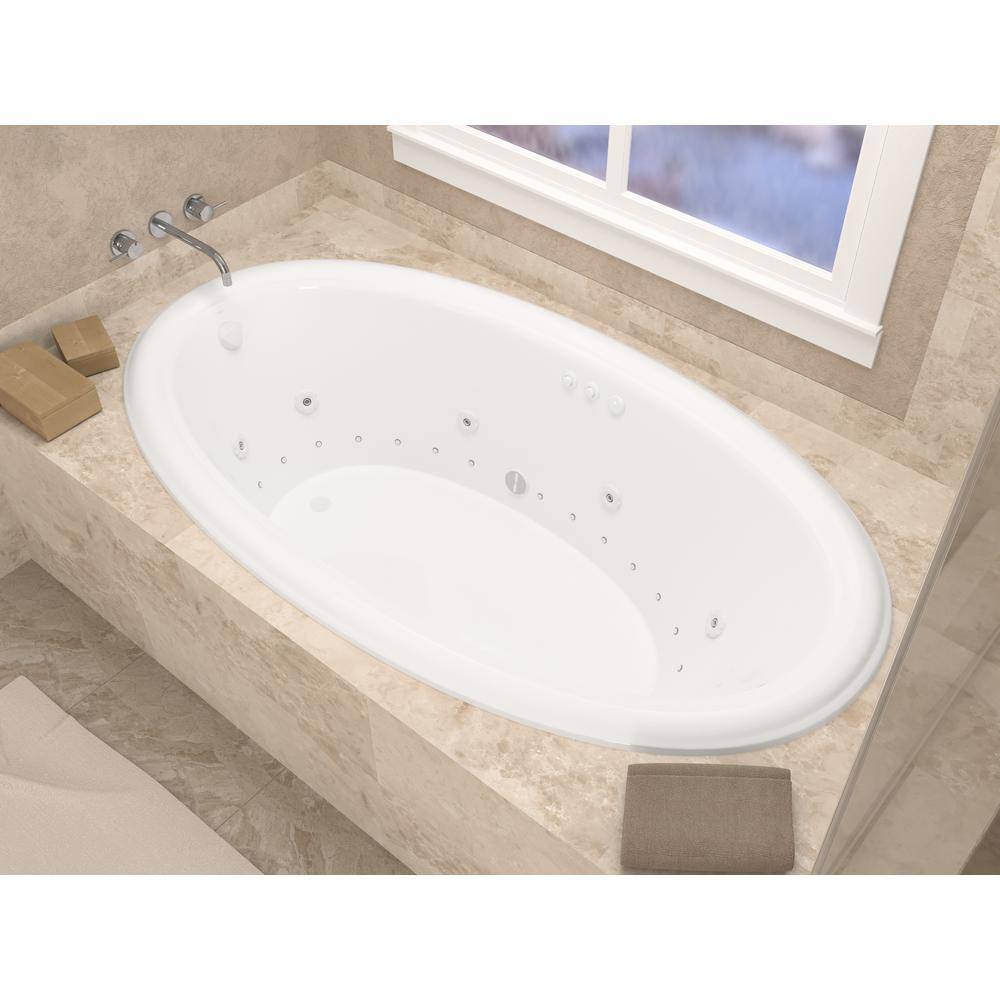 Universal Tubs Topaz 60 in. Oval Drop-in Whirlpool and Air Bath Tub in White HD3660PDL