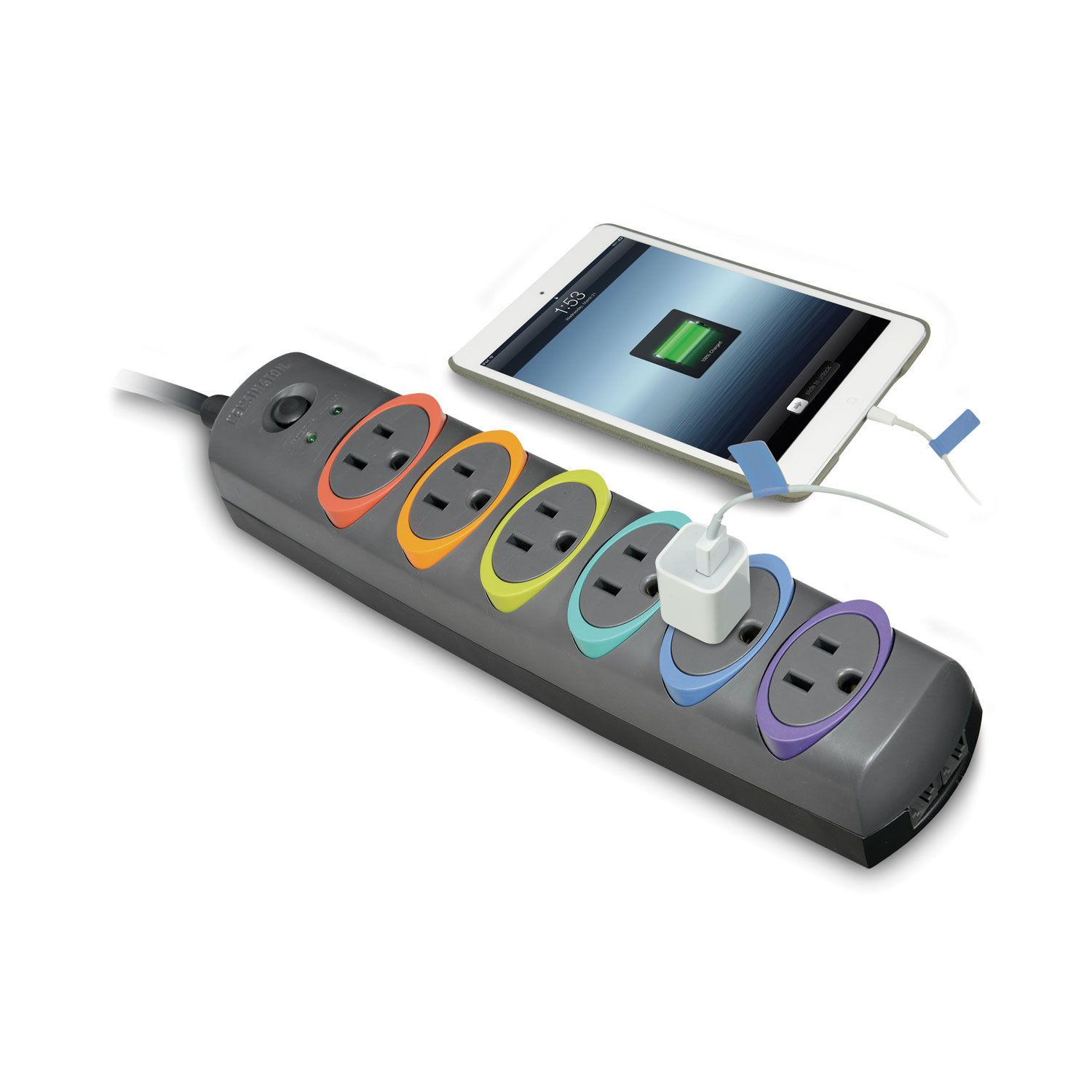 SmartSockets Color-Coded Strip Surge Protector by Kensingtonandreg; KMW62144