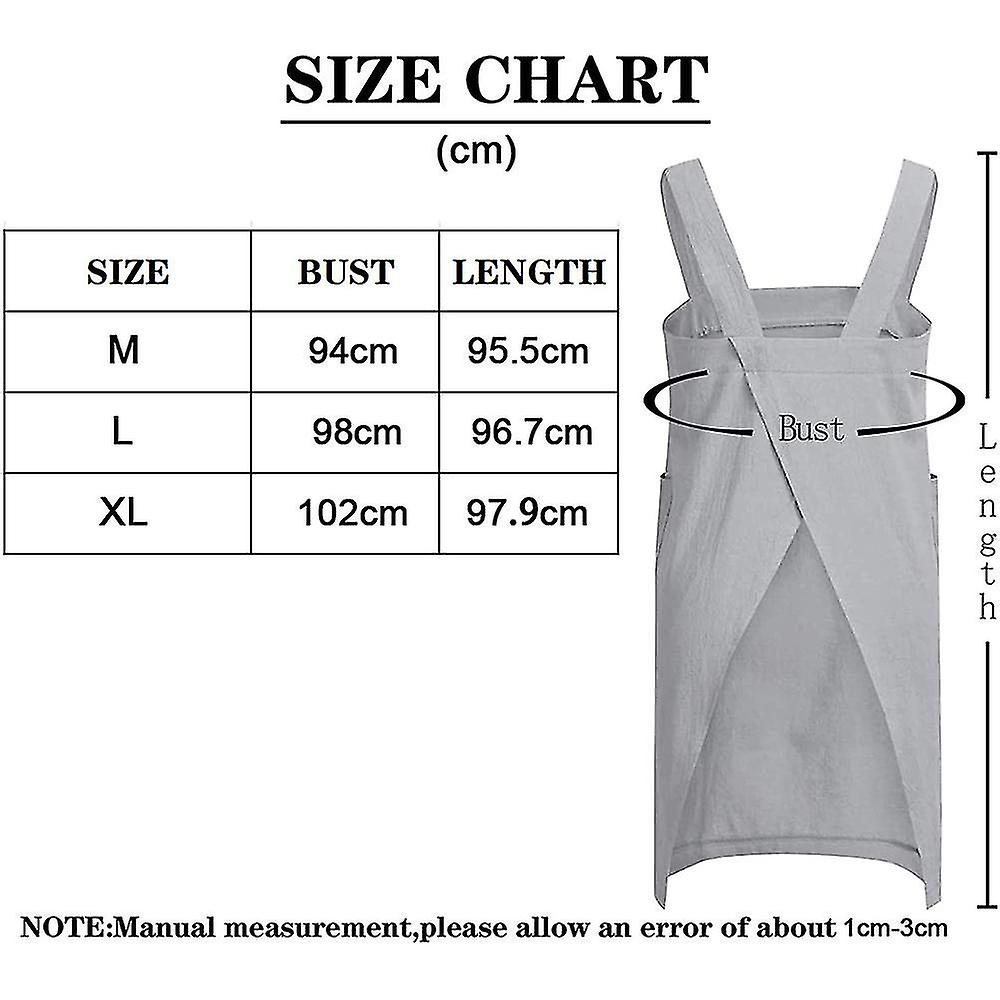 Cotton Linen Apron Cross Back Apron For Women With Pockets Pinafore Dress For Baking Cooking