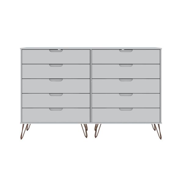 Rockefeller 10-Drawer Double Tall Dresser in White