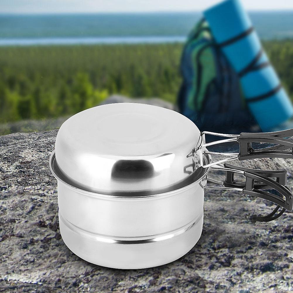 Stainless Steel Portable Outdoor Travel Camping Picnic Cookware Cooking Pot Pan Bowel Set